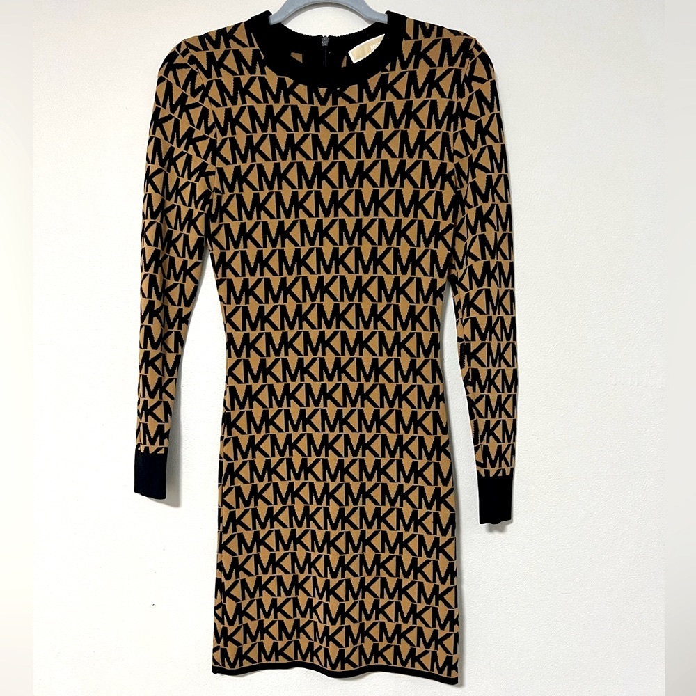 Michael Kors Logo Jacquard Mock Neck Dress